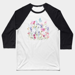 watercolor flower field Baseball T-Shirt